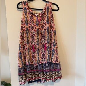 Xhilaration Pink and Blue Patterned Mini Dress